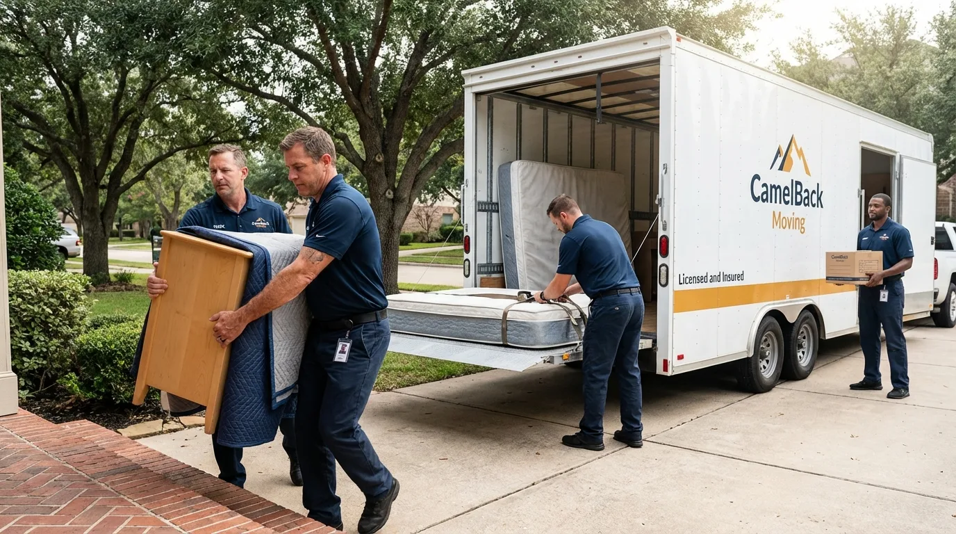 Crew loading residential truck for cross-state move from Sierra Vista, AZ