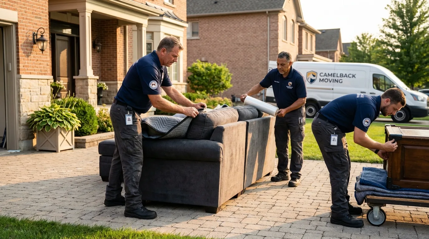 Large estate moving crew wrapping furniture in Sierra Vista, AZ